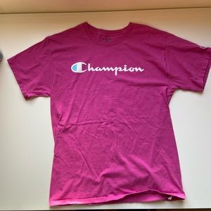 Champion 100% cotton pink womens size medium logo t shirt